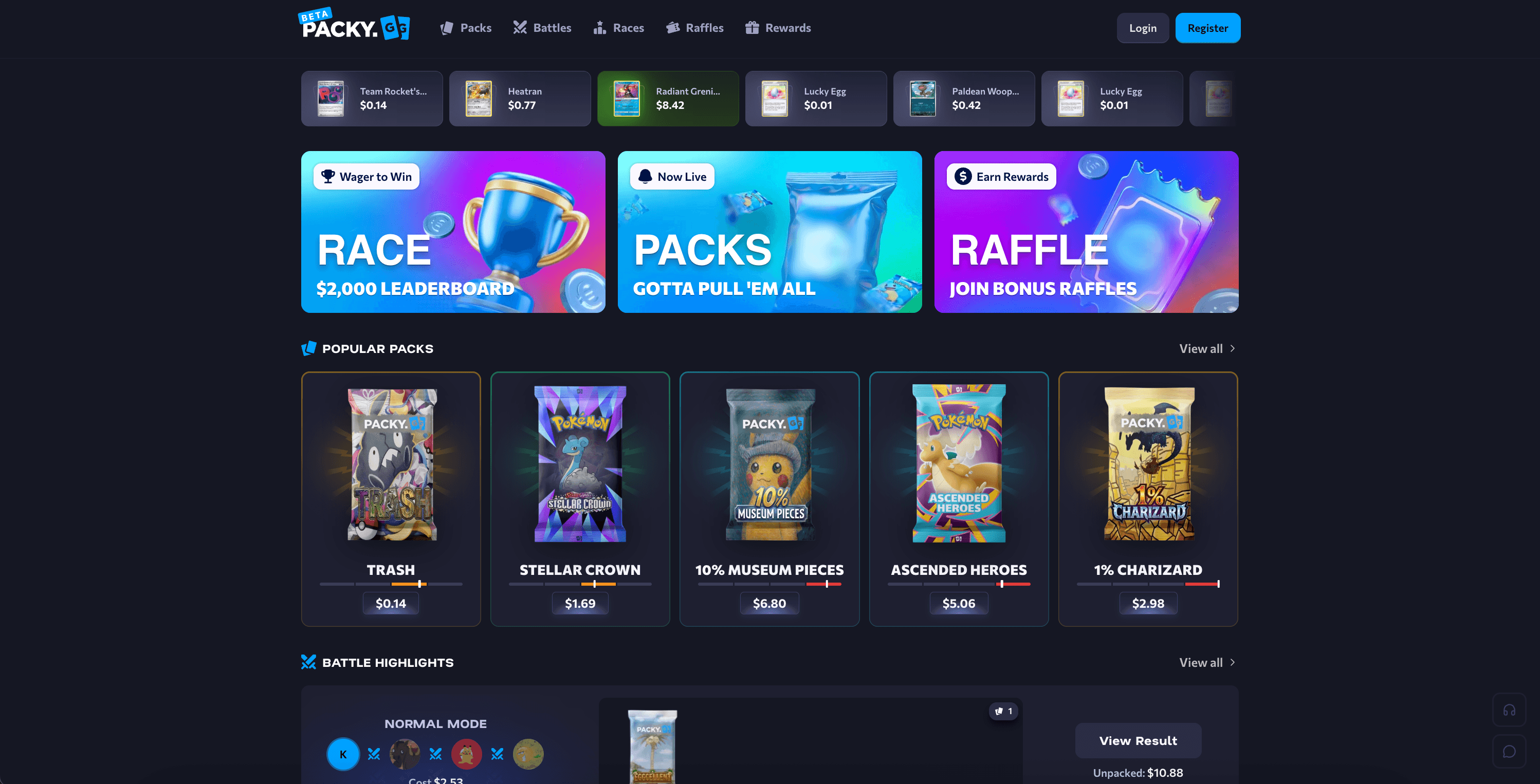 Packy.gg — Pokemon Themed Case Battle